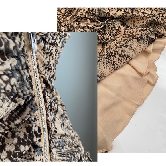 Skylar + Madison Snake Print Cinched Mini Ruffle Dress Retro Frill Sleeveless S - Picture 7 of 8